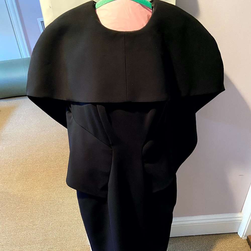 Black wing sleeve designer special occasion dress